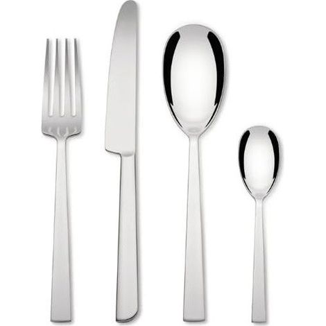 Alessi Asta servizio di posate 24 pezzi, acciaio inox 18-10, set per 6 persone, design Alessandro Mendini, lucido
