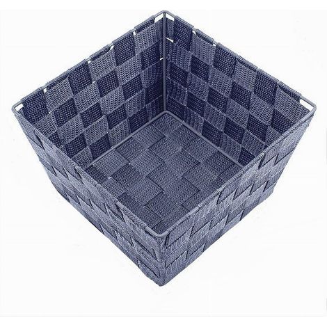 TRADE SHOP - Porta Oggetti Organizer Blu Per Bagno Camera Cucina In Tessuto 16x16x8.5cm 79004 - (1/4)