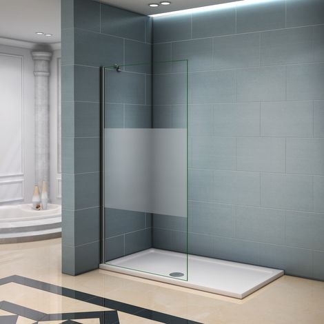 Paroi de douche 100x200 cm verre satiné au central paroi de douche à l'italienne verre anticalcaire avec