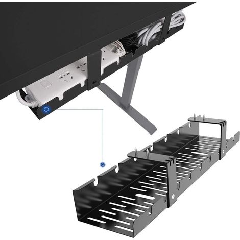 Goulotte de câbles sous bureau – un système de gestion des câbles en métal adapté au rangement des câbles au bureau et à la maison. (1/5)
