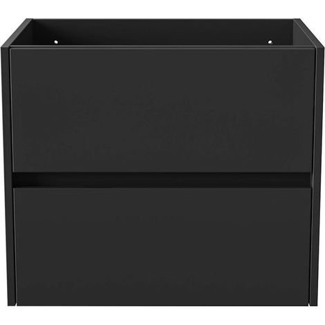 BELVIT DRAVA Waschbeckenunterschrank Waschtisch 60 cm Mattschwarz 2 Schubladen Softclose grifflos Badezimmer