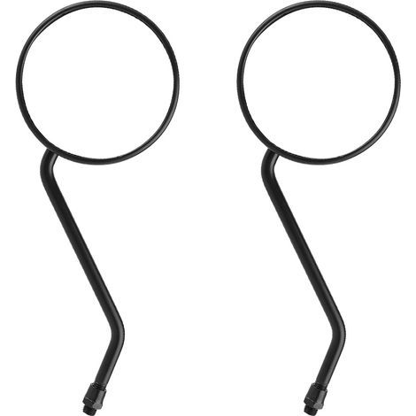par de espejos retrovisores universales para motocicletas, rosca de 10 mm, color negro y forma redondeada. (1/5)
