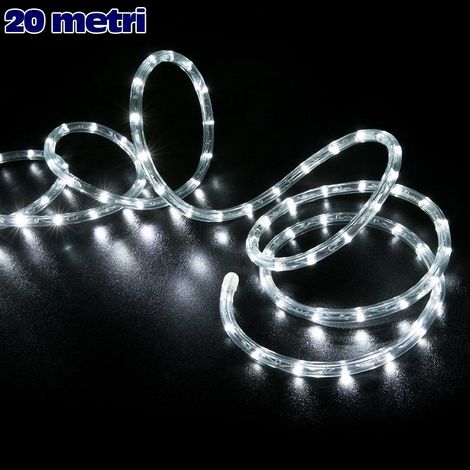 TrAdE Shop Traesio - Tubo Luminoso Natalizio 20 Mt Led Bianco Freddo Controller 8 Funzioni X Esterno - (1/3)