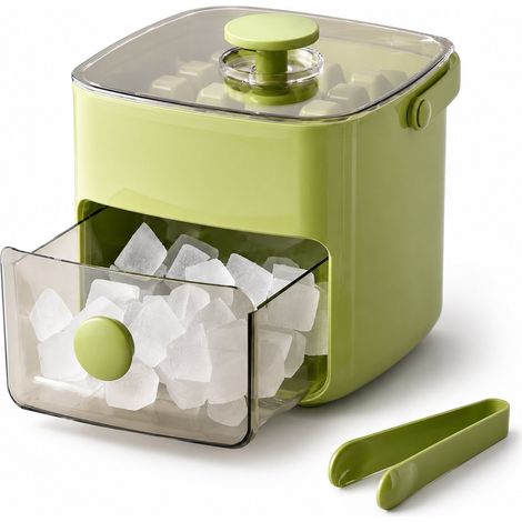 Eiswürfelform – Eiswürfelform mit Deckel – 48 Fächer – BPA-frei – Wiederverwendbar – Einfache Eiswürfelentnahme – Praktisches Ausdrücksystem – Inklusive Eiswürfelzange – Grün (1/5)