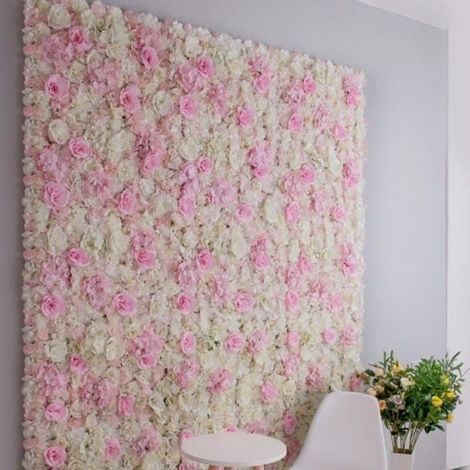 Soie Hydrangea Artificielle Rose Fleur Mur De Mariage Fond Rose Et Blanc