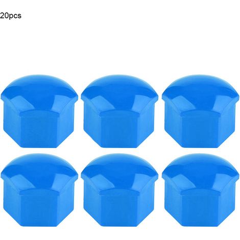 20 pièces caches écrous roue auto 19 mm nylon PA66 cache vis moyeu protection boulons jante extérieure bleu (1/5)
