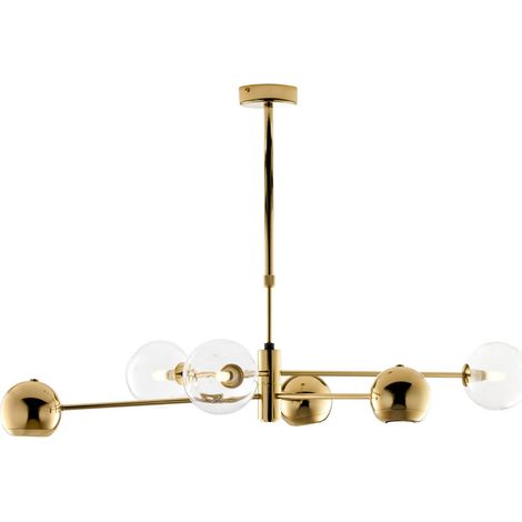 Lampadario moderno oro sfere vetro 6 luci G9/GU10 (1/5)