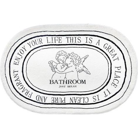 Tapis de salle de bain noir et blanc 50 x 80 cm, doux et absorbant, lavable en machine, antidérapant,pour douche,baignoire,décoration de salle de bain