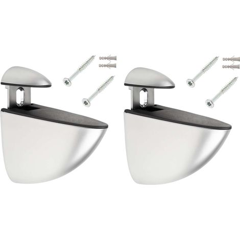 Cyclingcolors – Lot de 2 supports étagère murale réglables 55,5mm – Métal argent chromé mat – Avec vis et chevilles – Pour cuisine et salle de bain