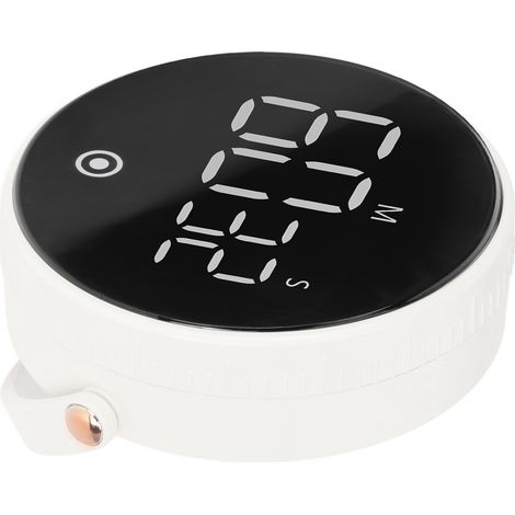 Minuteur numérique LED 3 pouces, rotatif, magnétique, silencieux, boîtier ABS, boutons en silicone, blanc (1/5)