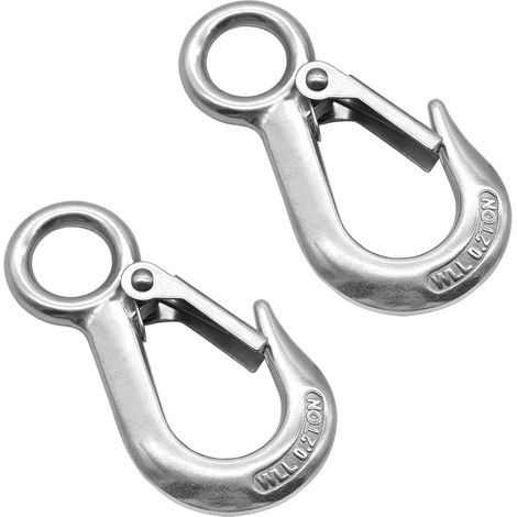 2 Crochets de Levage/Grue Inox 304 avec Loquet 200kg pour Extérieur (1/5)