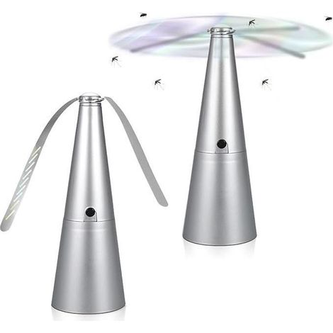 2 indoor/outdoor repellent pieces to keep flies off the table, mosquito fan with flexible blades.