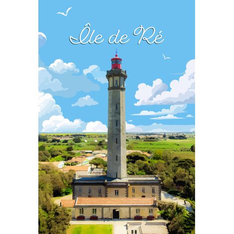 Tableau sur toile illustration Phare Baleine 30x45 cm - Impression sur Toile Murale Décorative - Image imprimée en HD sur Toile - Toile sur Châssis en Bois FSC - Fabriqué en France (1/5)