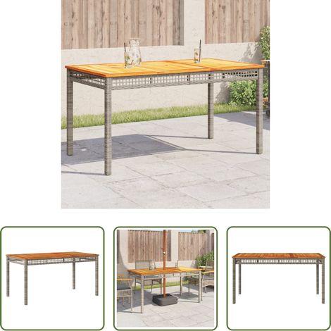 Akazienholz -  Gartentisch Grau 140x80x75 cm Poly Rattan Akazienholz (1/5)