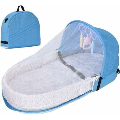 Lit de voyage bébé pliable avec moustiquaire intégrée – nid douillet en coton respirant, anti-moustique, pour nourrissons 0-36 mois (1/5)