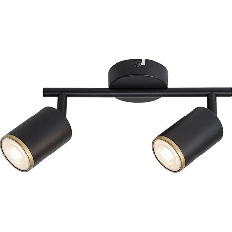 Plafonnier 2 spots orientables noir et doré GU10 2x15W Rabalux Nolie (1/5)