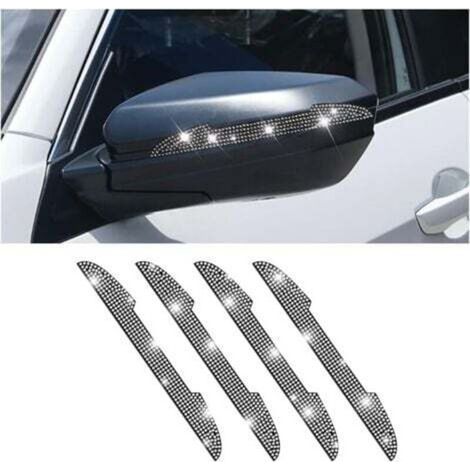 (White) 4pcs Diamond-Set Door Anti-Collision Strips, Decorative Rhinestone Strips for Rearview Mirror, Universal Door Anti-Collision (1/4)