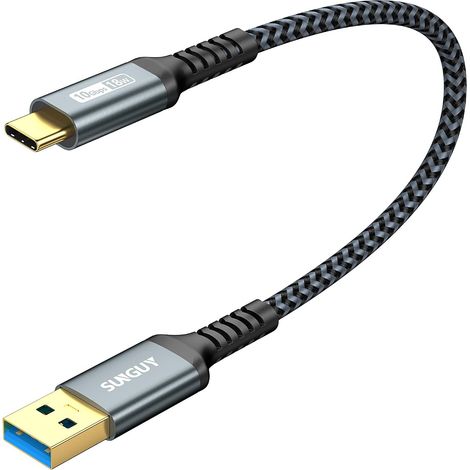 Câble USB Type C vers USB 3.1 Gen 2 Court 0,3 m Données 10 Gbit/s et câble de charge rapide 3 A pour iPhone 15/15 Pro, Galaxy S21, SSD, Android Auto (1/5)