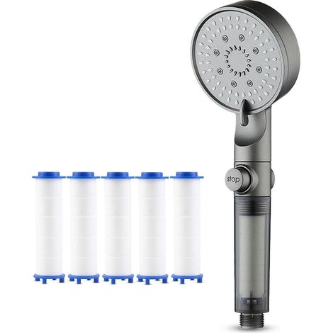 Pommeau De Douche Haute Pression Avec Filtre - 5 Modes De Jet - Design Transparent - Installation Sans Outil - Lot De 1 (1/5)