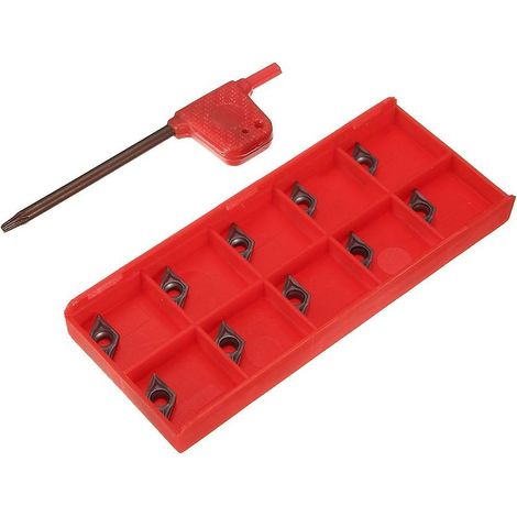 10 Stück DCMT0702 EM YBC205 Hartmetall-Wendeschneidplatten + Schraubenschlüssel für Drehbank-Drehstangenwerkzeug