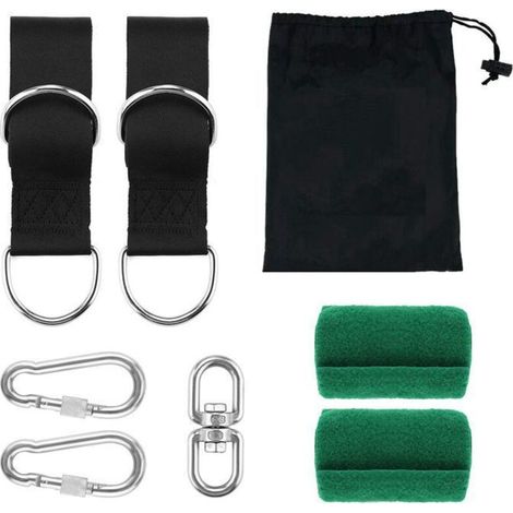 Hammock Strap, Tree Swing Strap, Hammock Swing Attachment for Trees 2 x 150 cm with D-Ring - Two Carabiner Hooks - Max Load 300KG (1/5)