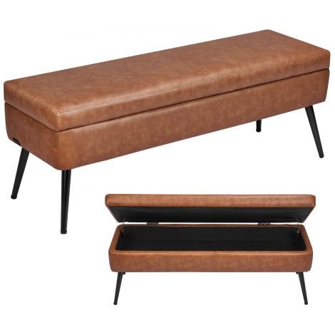 Panca Contenitore in Pelle PU con Contenitore e Gambe in Metallo (1/5)