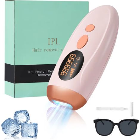 L'épilateur laser IPL avec cryolipolyse : 5 niveaux d'énergie, 3 modes, 999 900 impulsions, épilation indolore. Convient aux hommes et femmes, idéal pour jambes et aisselles (couleur rose). (1/5)