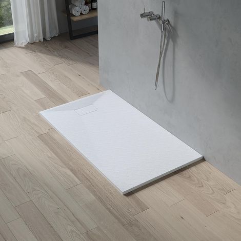 AQUABATOS SMC Duschwannen für badezimmer antirutsch, schieferoptik duschtasse rechteckig, modern-design brausewanne weiße extra-flach 140x80cm