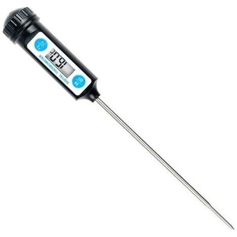 Termómetro de cocina digital con sonda larga y pantalla LCD para alimentos, carne, aceite, leche, vino, barbacoa y agua caliente - Negro (1/4)