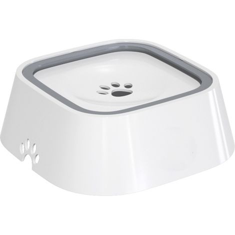 Auslaufsicherer Wassernapf für Haustiere, Wasserspender mit langsamem Durchfluss, geeignet für Katzen und Hunde, weiß, 1 Stück.