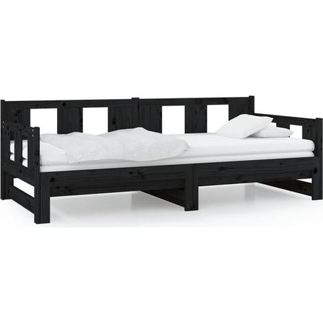 Lit coulissant noir sans matelas, 2 x (80 x 200 cm) (1/5)
