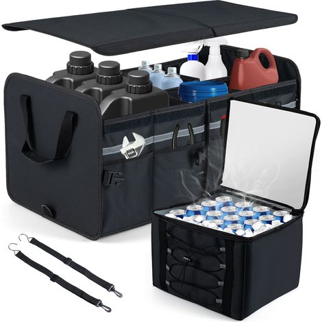 COSTWAY Car Trunk Organizer Portable Storage Box with Leakproof Cooler Bag (1/5)