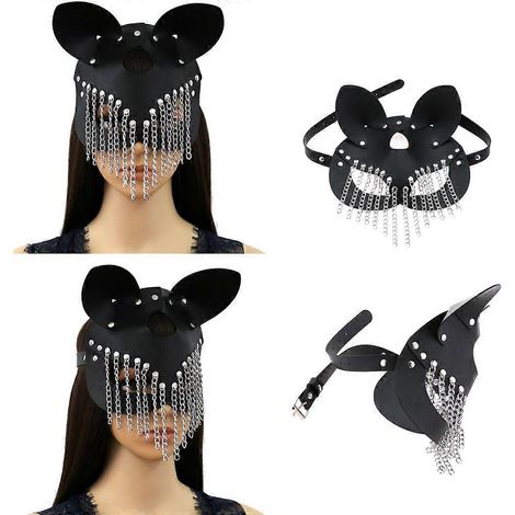 Masque de cosplay en cuir pour chat, masque sexuel pour Halloween, masque de bal masqué, masque de cosplay (1/4)
