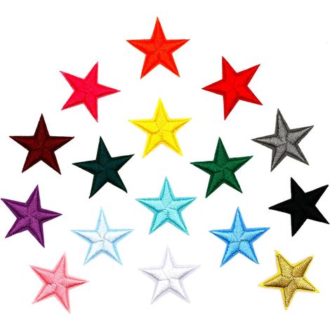 Lot de 32 écussons thermocollants - Motif étoile - Pour enfants, enfants, mini broderies - Thermocollants - Pour chapeau, veste, jean, sacs à dos - Décoration DIY