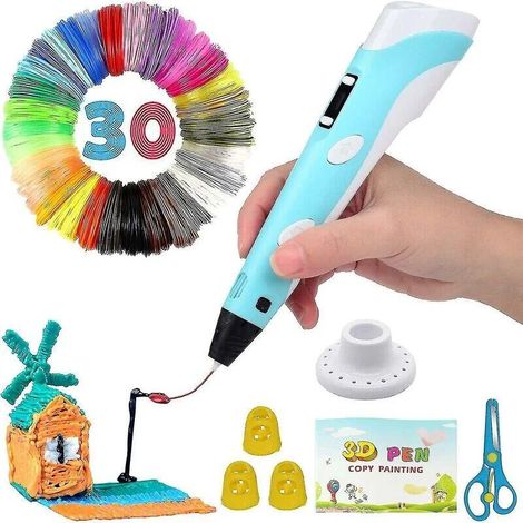 Stylo 3D intelligent avec écran LED, recharge USB, filament PLA 30 couleurs, pistolet d'impression créatif pour enfants et adultes