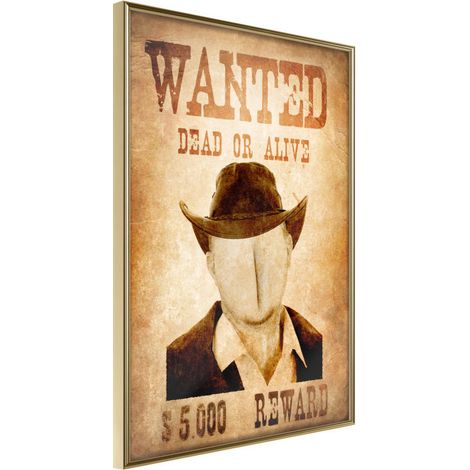 Affiche Murale Encadrée "Long Time Ago in the Wild West" 30 x 42 cm Or