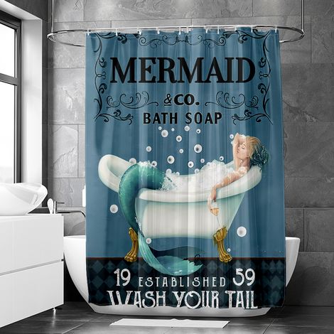 Rideau de douche motif animaux dans baignoire vintage, rideau salle de bain imperméable, 150x180 cm (1/5)
