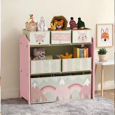 Étagère Rangement Enfant 6 Bacs Tissu 63 x 30 x 66 cm (1/5)