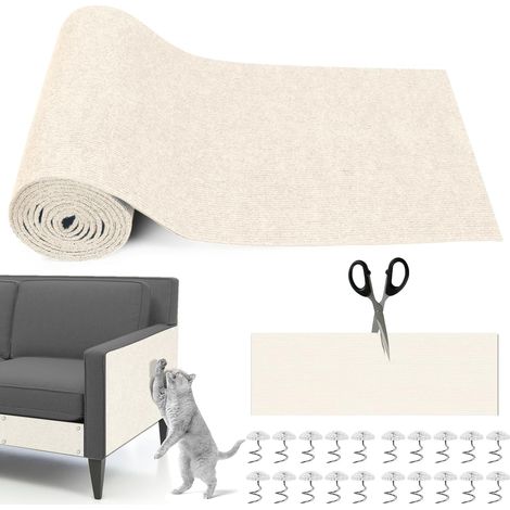 Griffoir Chat 300cm x 40cm, Tapis Griffoir Auto Adhésif, Blanc Cassé (1/5)