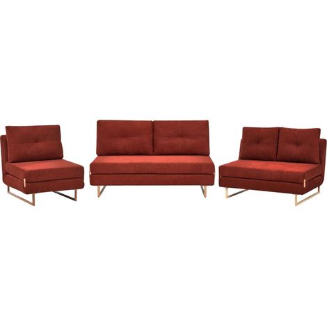 Living Room Set 6 Seater JERSLEV Fabric Red (1/5)