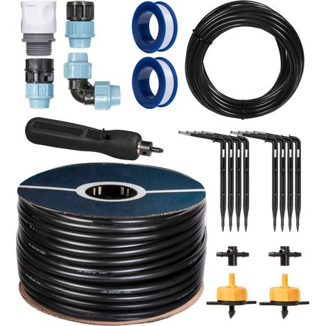 HOLZBRINK Kit de démarrage pour l’irrigation en serre, système d’arrosage goutte à goutte : 10 m Tuyau LDPE 20 mm, 2x Goutteur 2l/h, HTB-09-G-10