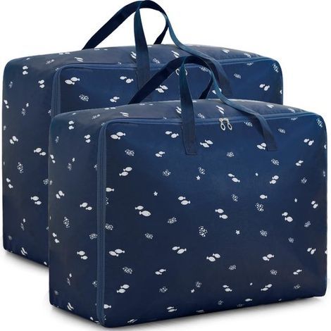 2 XL-Aufbewahrungstaschen – 60 x 50 x 25 cm – Organizer für Bettdecken und Kleidung – Robuste Umzugstasche (1/5)