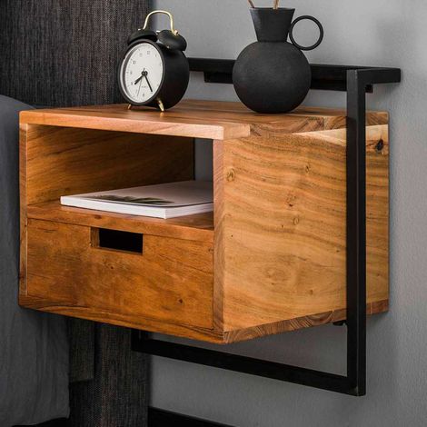 Table de chevet Irso 1 tiroir - bois d&039acacia (1/5)