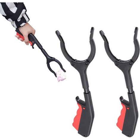 Pince à déchets - Lot de 2 - 30 cm - Pince à déchets courte - Bras de préhension (1/5)