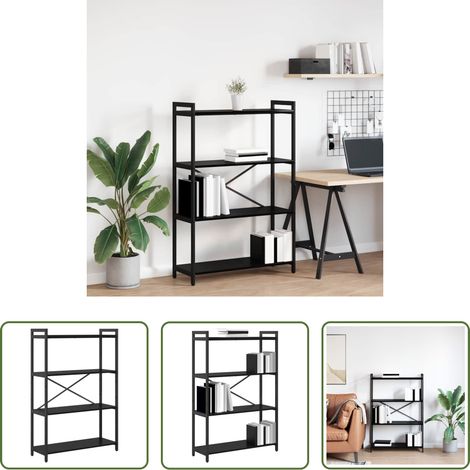 Bibliothèque industrielle - Étagère Chêne noir 80 x 30 x 120 cm Bois d'ingénierie (1/5)