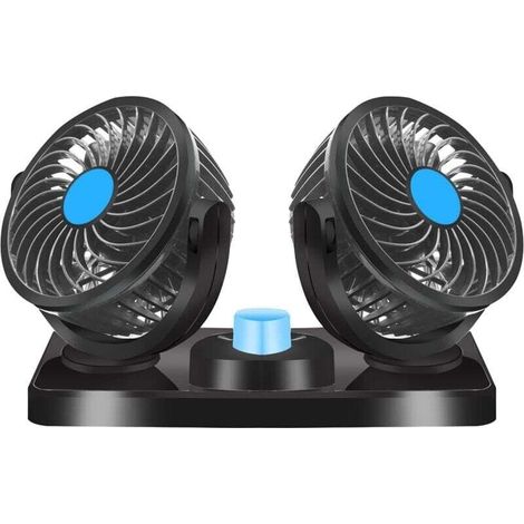Ventola a doppia testa da 12 V, ventola di raffreddamento elettrica a doppia testa, rotazione a 360°, 2 velocità, compatibile con tutte le auto familiari o veicoli con spina accendisigari da 12 V CC -