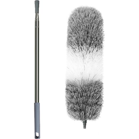 Plumeau Télescopique, Plumeau Toile D'araignée Poussière, Tete de Loup 250CM Tête Pliable Lavable