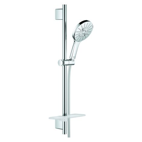 GROHE Brausestangenset Rainshower SmartActive 130 26546, 3 Strahlarten, Brausestange 600 mm, Brauseschlauch Silverflex 1.750 mm, Ablage, chrom (1/4)