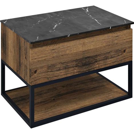 Sapho Skara - Mobiletto da lavabo 70x50x45 cm, 1 cassetto, nero opaco/rovere Collingwood CG005-1919