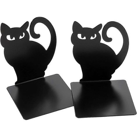 Lot de 2 serre-livres en forme de chat, porte-livres élégants (1/5)